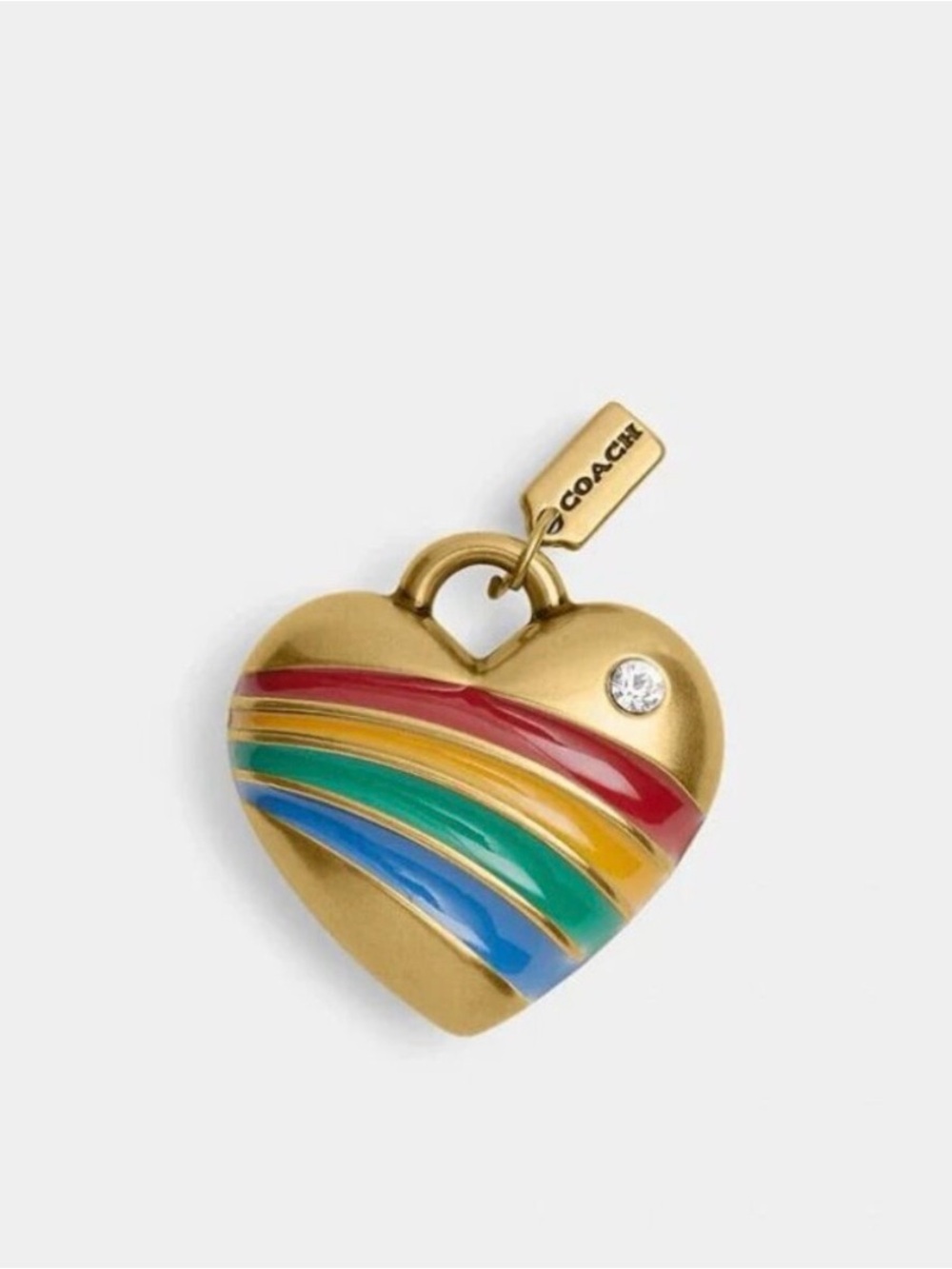 NWT Coach Rainbow Heart Shoe Charm Necklace/Bag Charm CDU03 🌈❤️